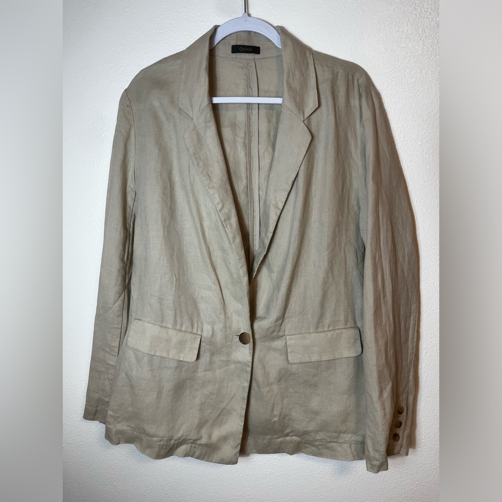 Quince 100% European Linen Blazer in Driftwood Size L - Picture 6 of 10